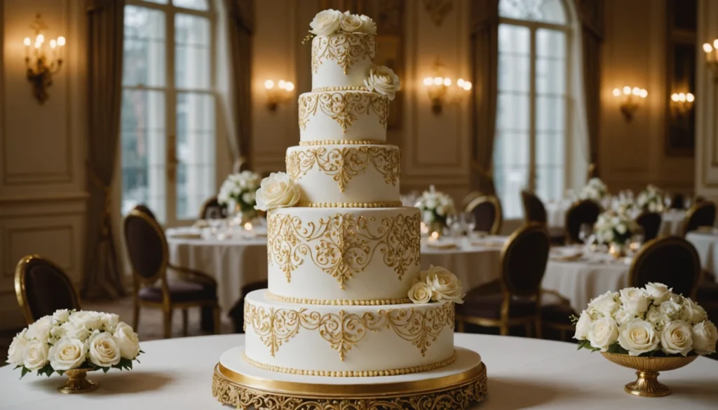gateau blanc et or